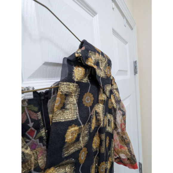 Vintage 1960s Oscar de la Renta boutique maxi dress in black and gold metallic - Picture 6 of 16